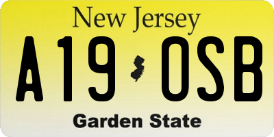 NJ license plate A19OSB