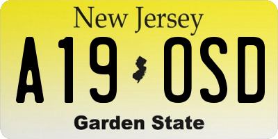 NJ license plate A19OSD