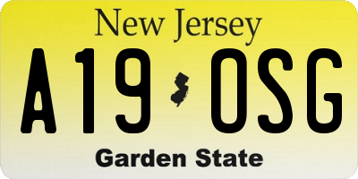 NJ license plate A19OSG