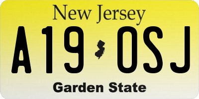 NJ license plate A19OSJ