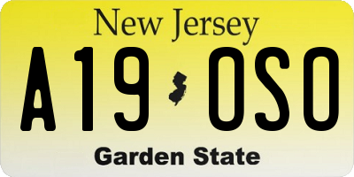 NJ license plate A19OSO
