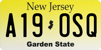 NJ license plate A19OSQ