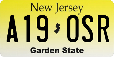 NJ license plate A19OSR