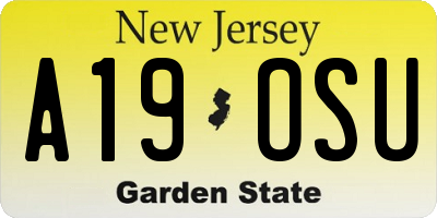 NJ license plate A19OSU