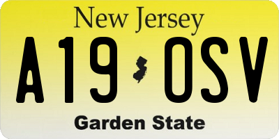 NJ license plate A19OSV
