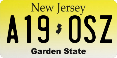 NJ license plate A19OSZ
