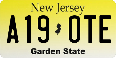 NJ license plate A19OTE