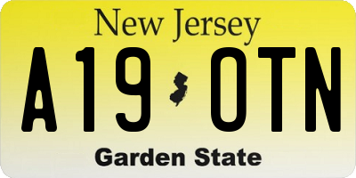 NJ license plate A19OTN