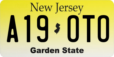 NJ license plate A19OTO