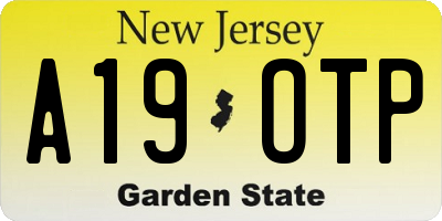 NJ license plate A19OTP