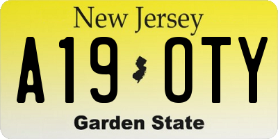 NJ license plate A19OTY