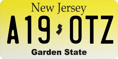 NJ license plate A19OTZ