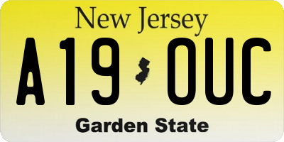 NJ license plate A19OUC