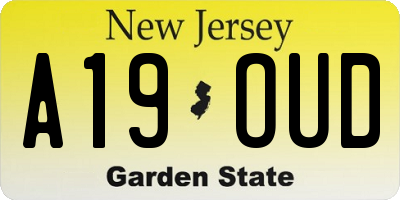NJ license plate A19OUD