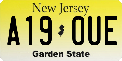 NJ license plate A19OUE