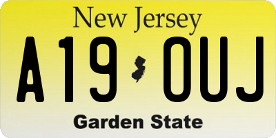NJ license plate A19OUJ