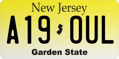 NJ license plate A19OUL