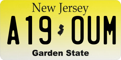 NJ license plate A19OUM