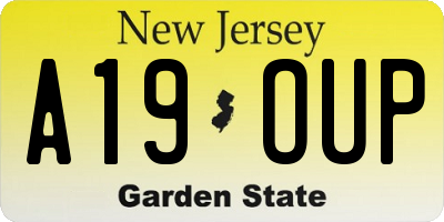 NJ license plate A19OUP