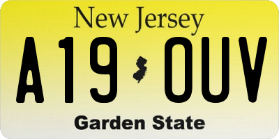 NJ license plate A19OUV