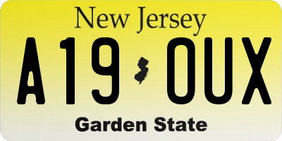 NJ license plate A19OUX