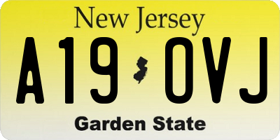 NJ license plate A19OVJ