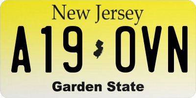 NJ license plate A19OVN