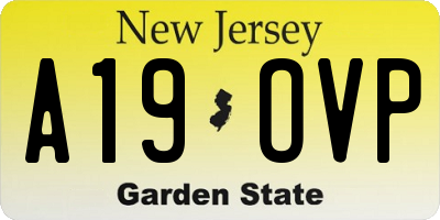 NJ license plate A19OVP