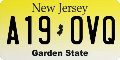 NJ license plate A19OVQ