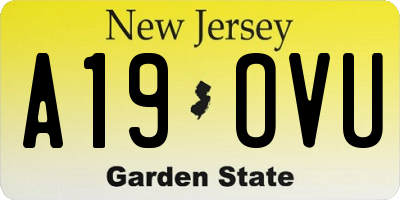 NJ license plate A19OVU