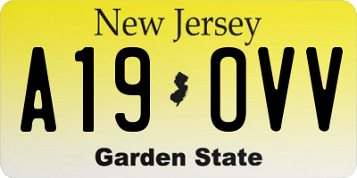 NJ license plate A19OVV
