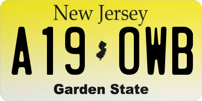 NJ license plate A19OWB