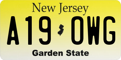 NJ license plate A19OWG