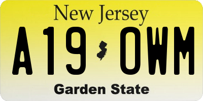 NJ license plate A19OWM