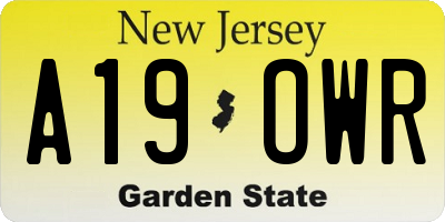 NJ license plate A19OWR
