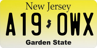 NJ license plate A19OWX