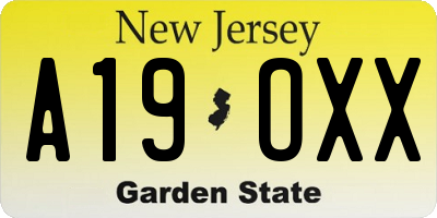 NJ license plate A19OXX