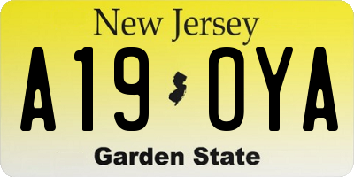NJ license plate A19OYA