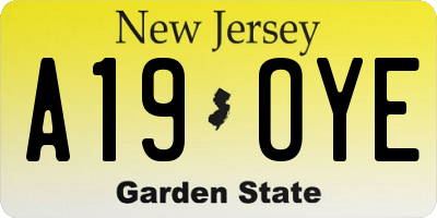 NJ license plate A19OYE
