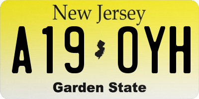 NJ license plate A19OYH