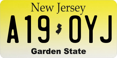 NJ license plate A19OYJ