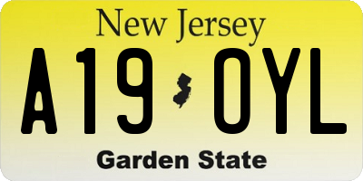 NJ license plate A19OYL