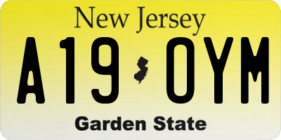 NJ license plate A19OYM