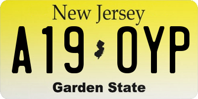 NJ license plate A19OYP