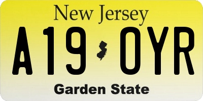 NJ license plate A19OYR