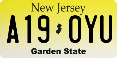 NJ license plate A19OYU