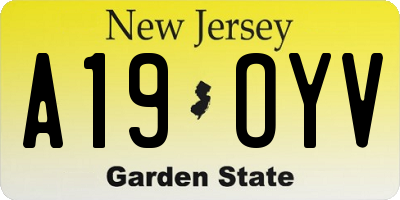 NJ license plate A19OYV