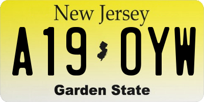 NJ license plate A19OYW