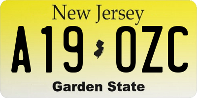 NJ license plate A19OZC