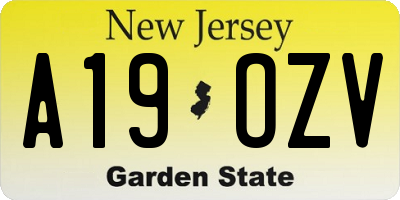 NJ license plate A19OZV